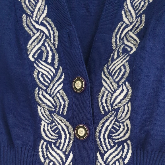 Alannah Hill, Size 8, navy patterned cardigan - Picture 3 of 5